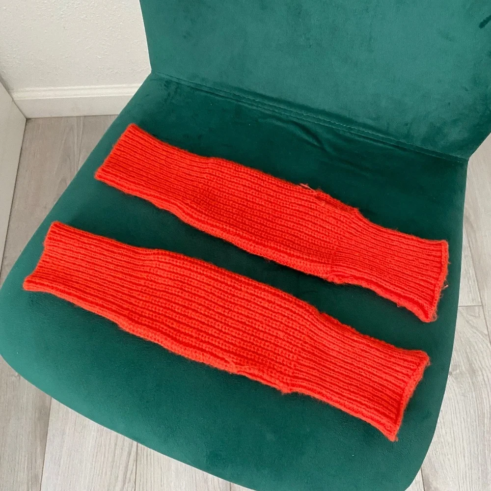 Red-Orange Fingerless Gloves